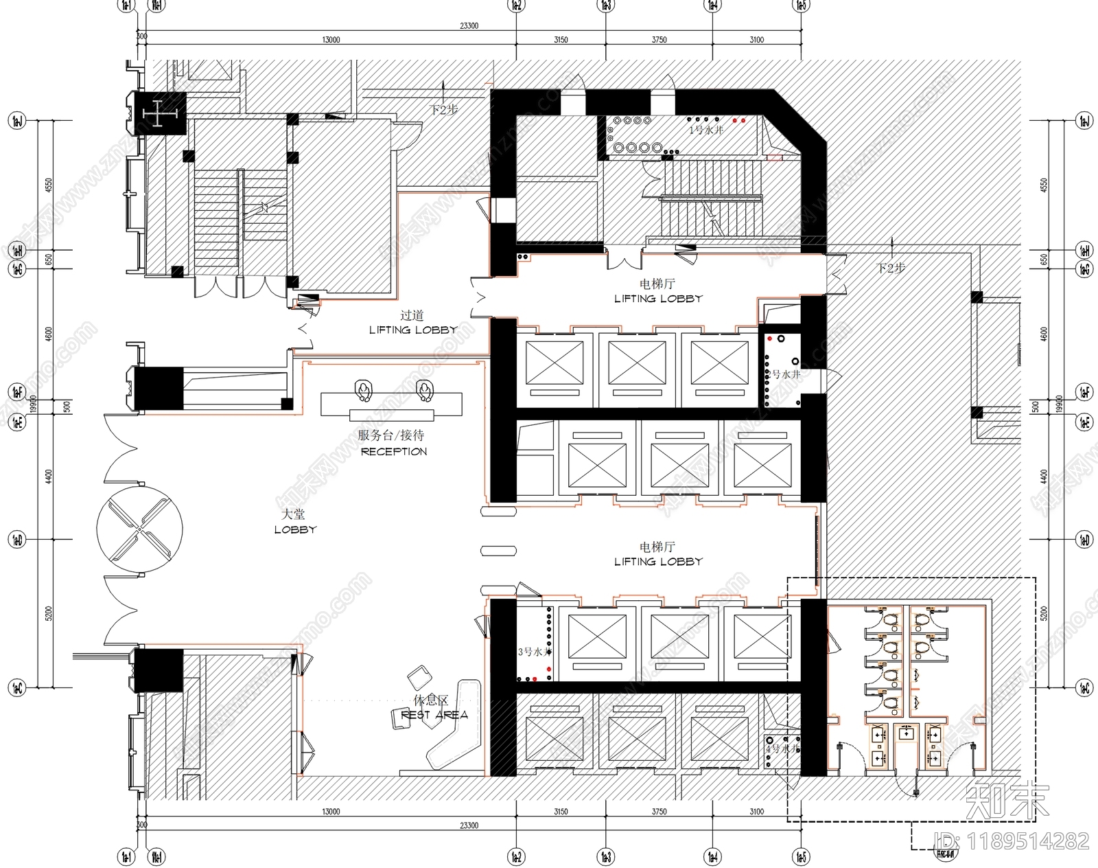 办公大堂施工图下载【ID:1189514282】