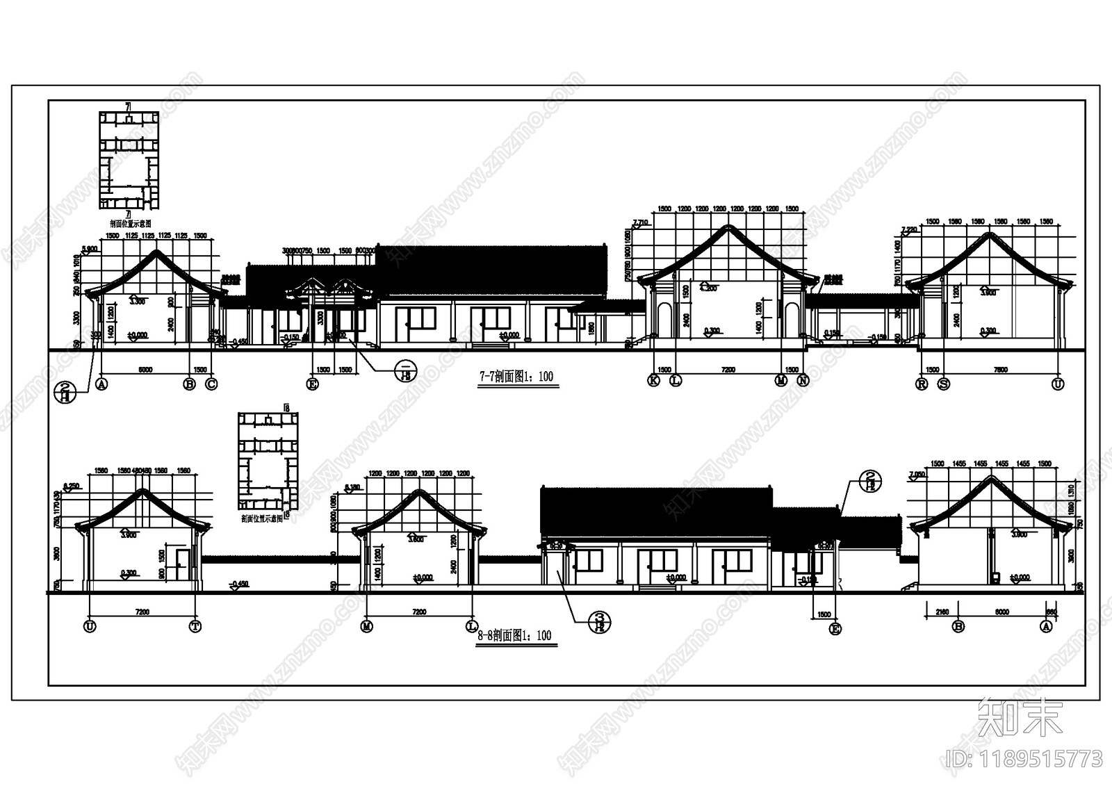 仿古建筑施工图下载【ID:1189515773】