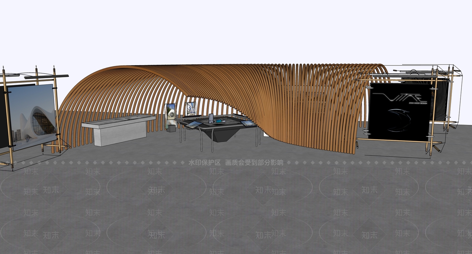 现代展览馆建筑SU模型下载【ID:1189517331】