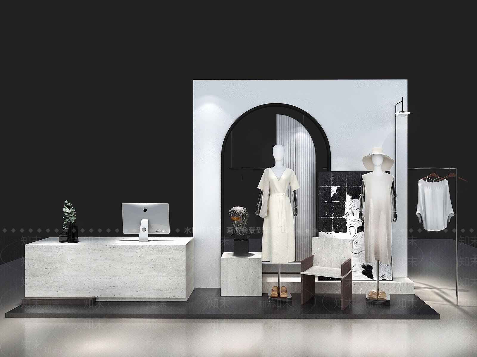 现代轻奢服装店3D模型下载【ID:1189517718】