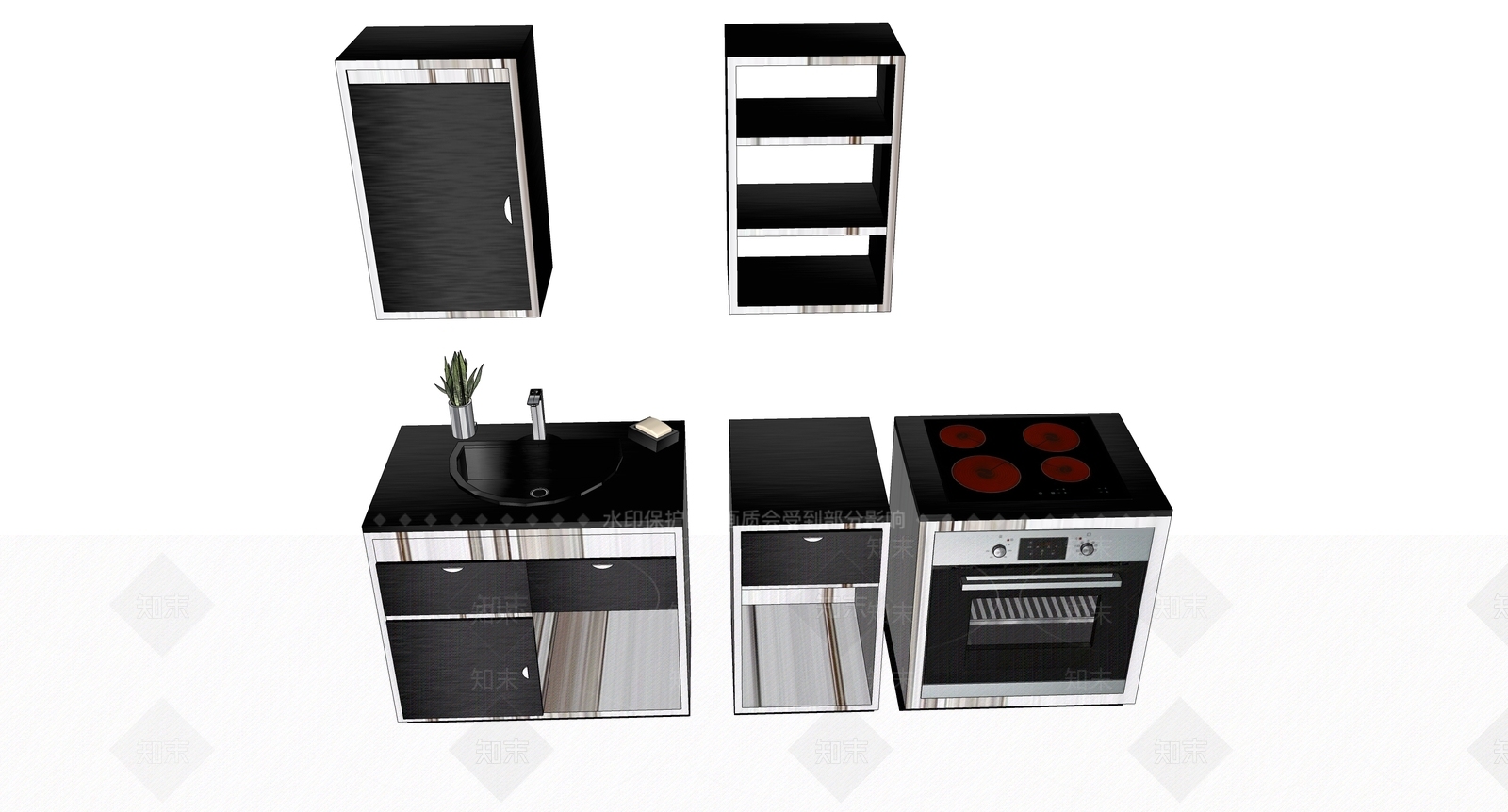 厨房用品组合SU模型下载【ID:1189518556】