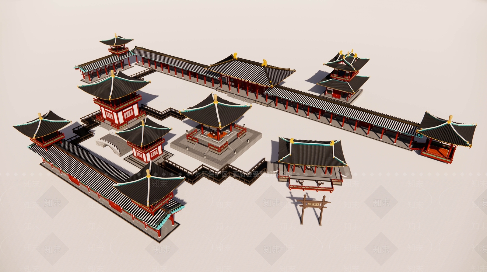 中式古建筑SU模型下载【ID:1189520216】
