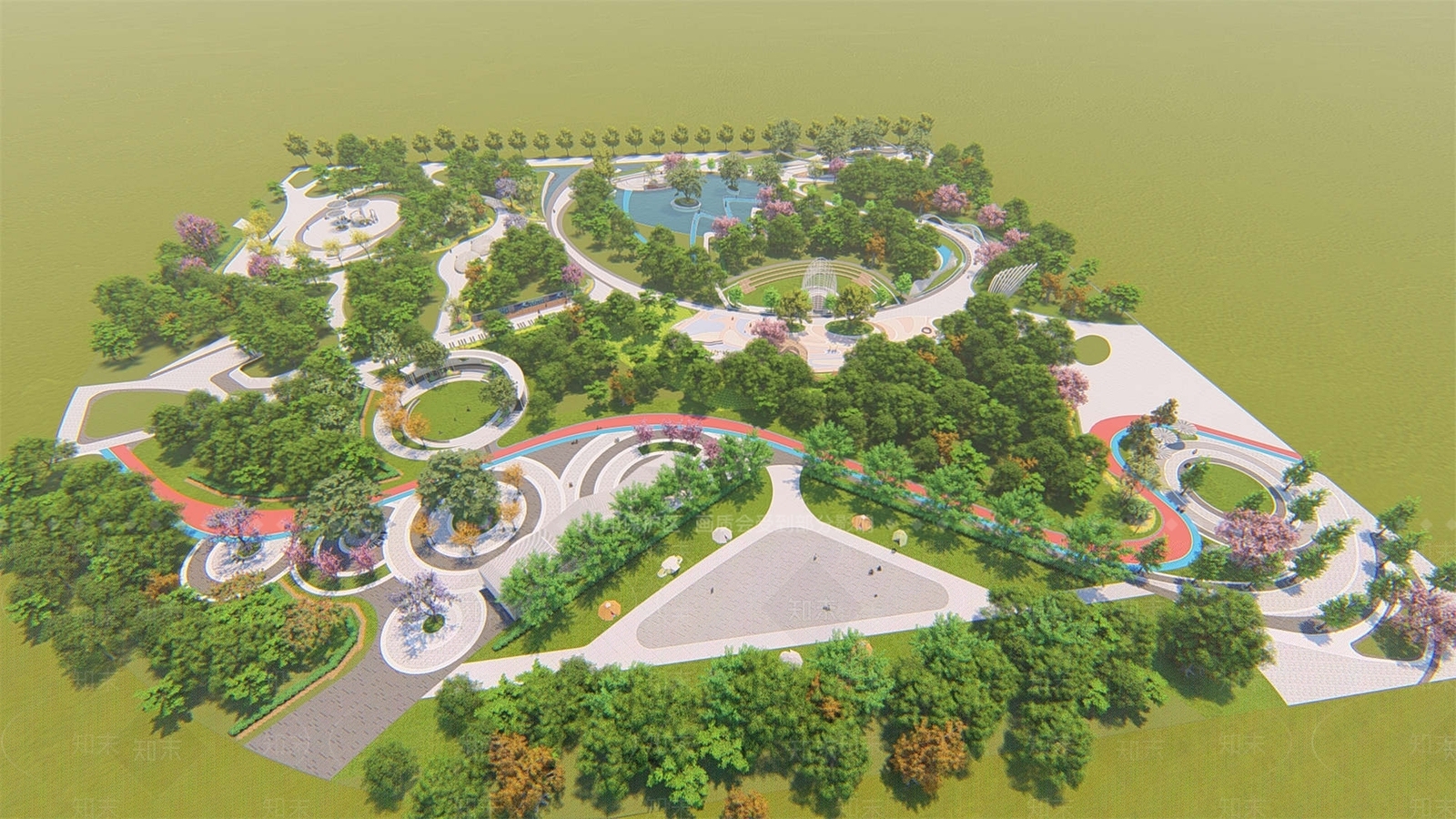 现代景观公园SU模型下载【ID:1189521259】