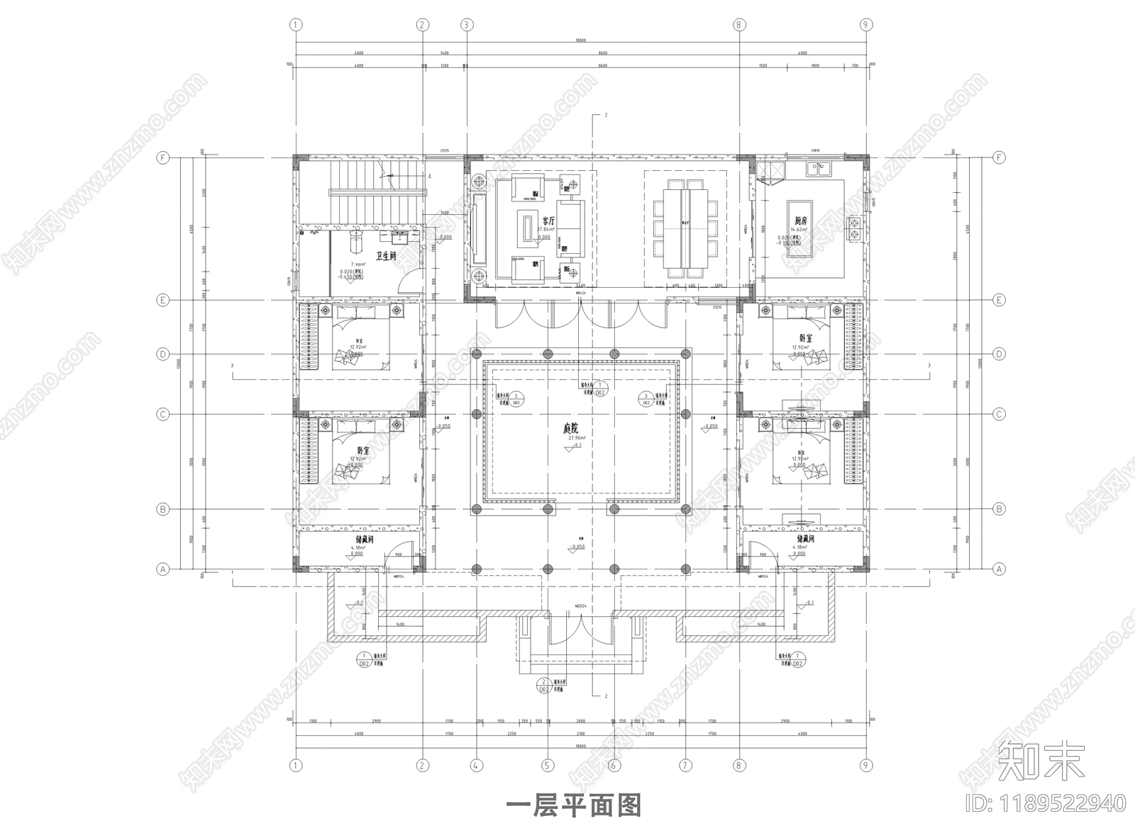 新中式四合院施工图下载【ID:1189522940】