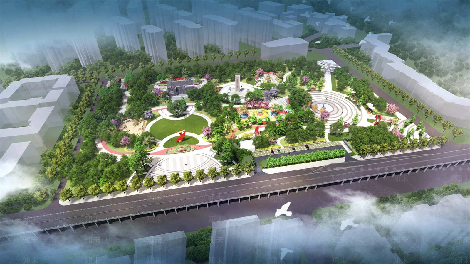 现代景观公园SU模型下载【ID:1189858899】