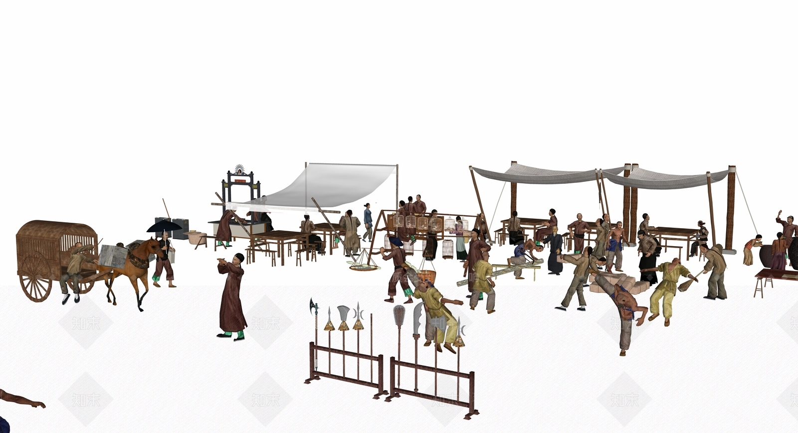 中式雕塑小品SU模型下载【ID:1189527600】