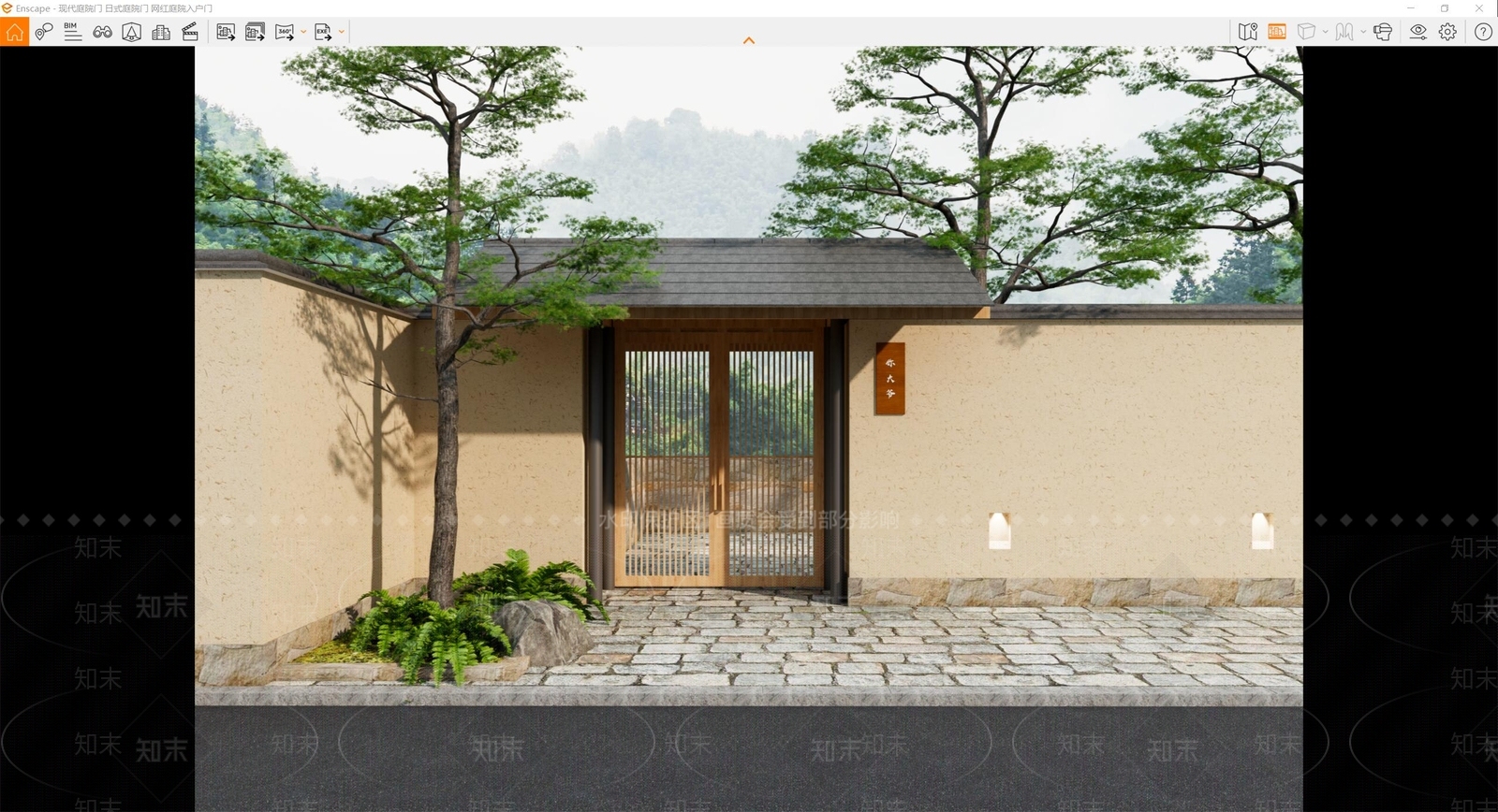 日式庭院门SU模型下载【ID:1189529133】