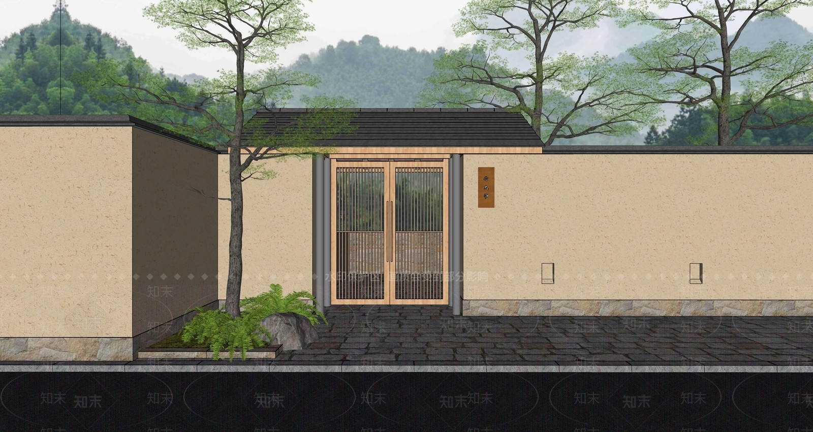 日式庭院门SU模型下载【ID:1189529133】