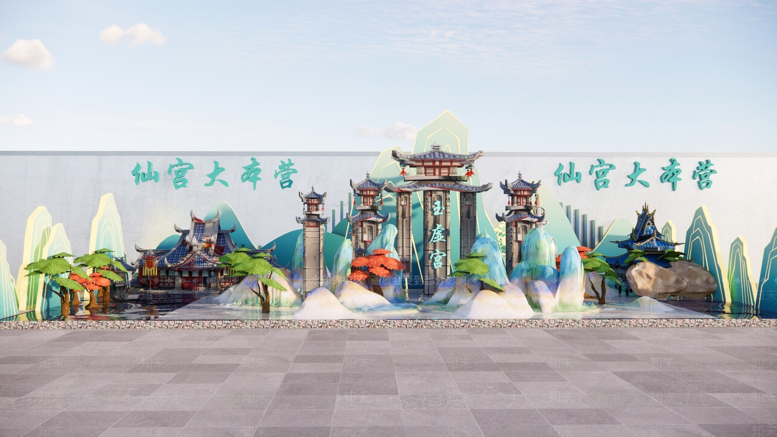 中式仙宫商业景观3D模型下载【ID:1189530786】