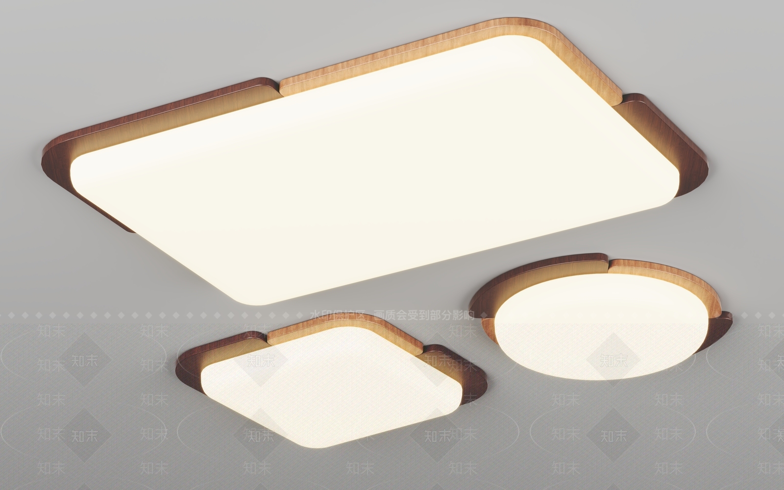 现代奶油客厅吸顶灯3D模型下载【ID:1189532304】