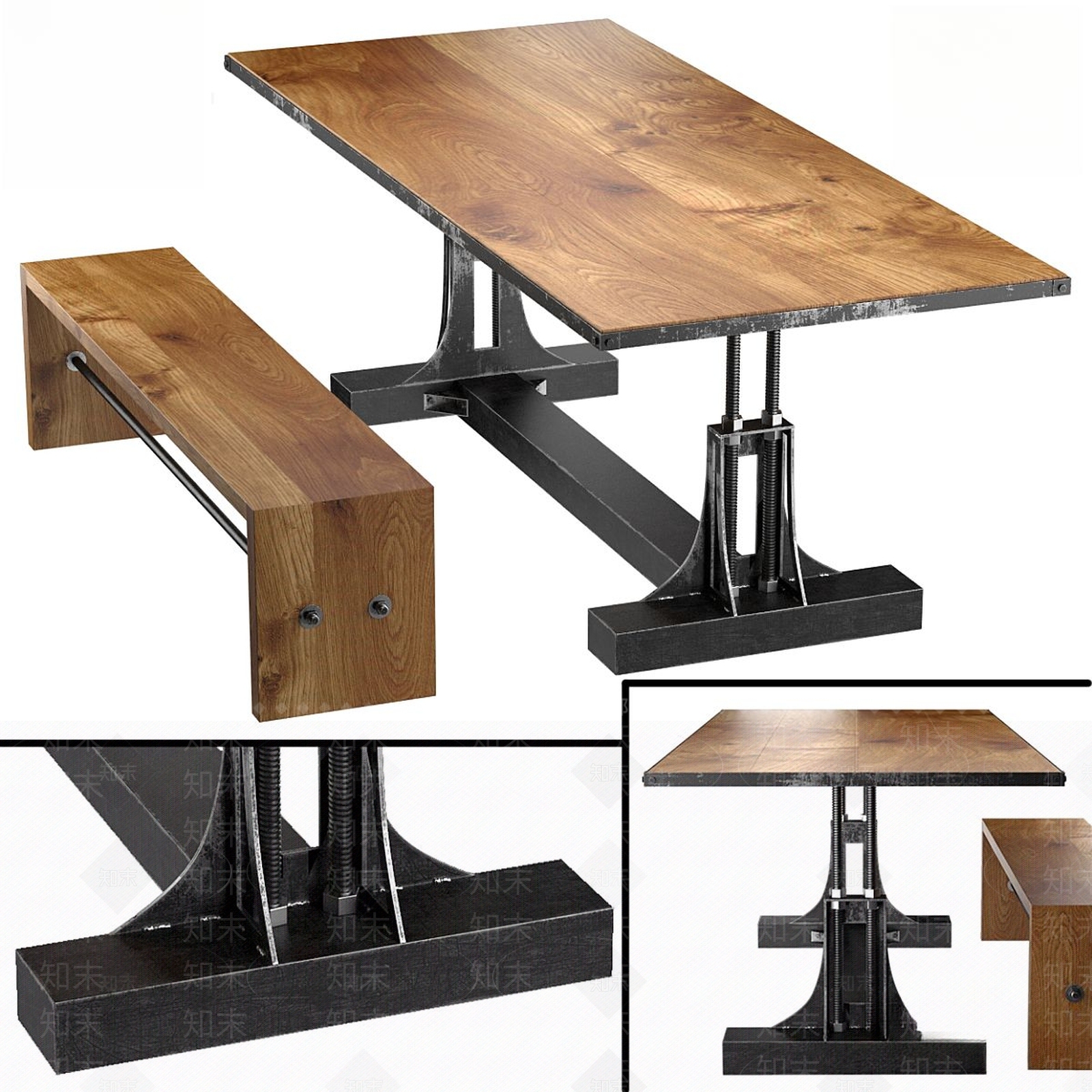 工业餐桌椅3D模型下载【ID:1189534243】