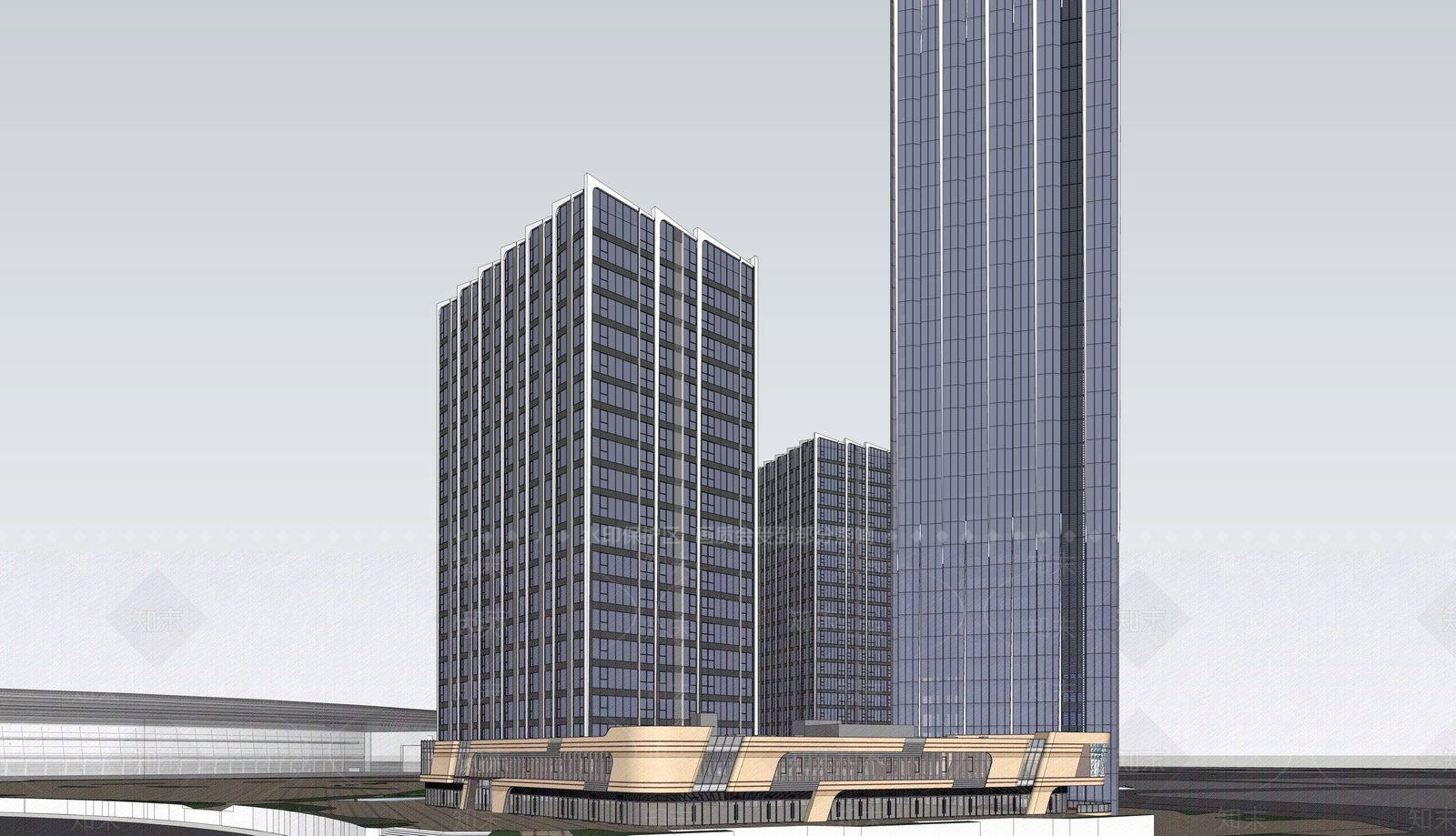 现代商场建筑SU模型下载【ID:1189542024】