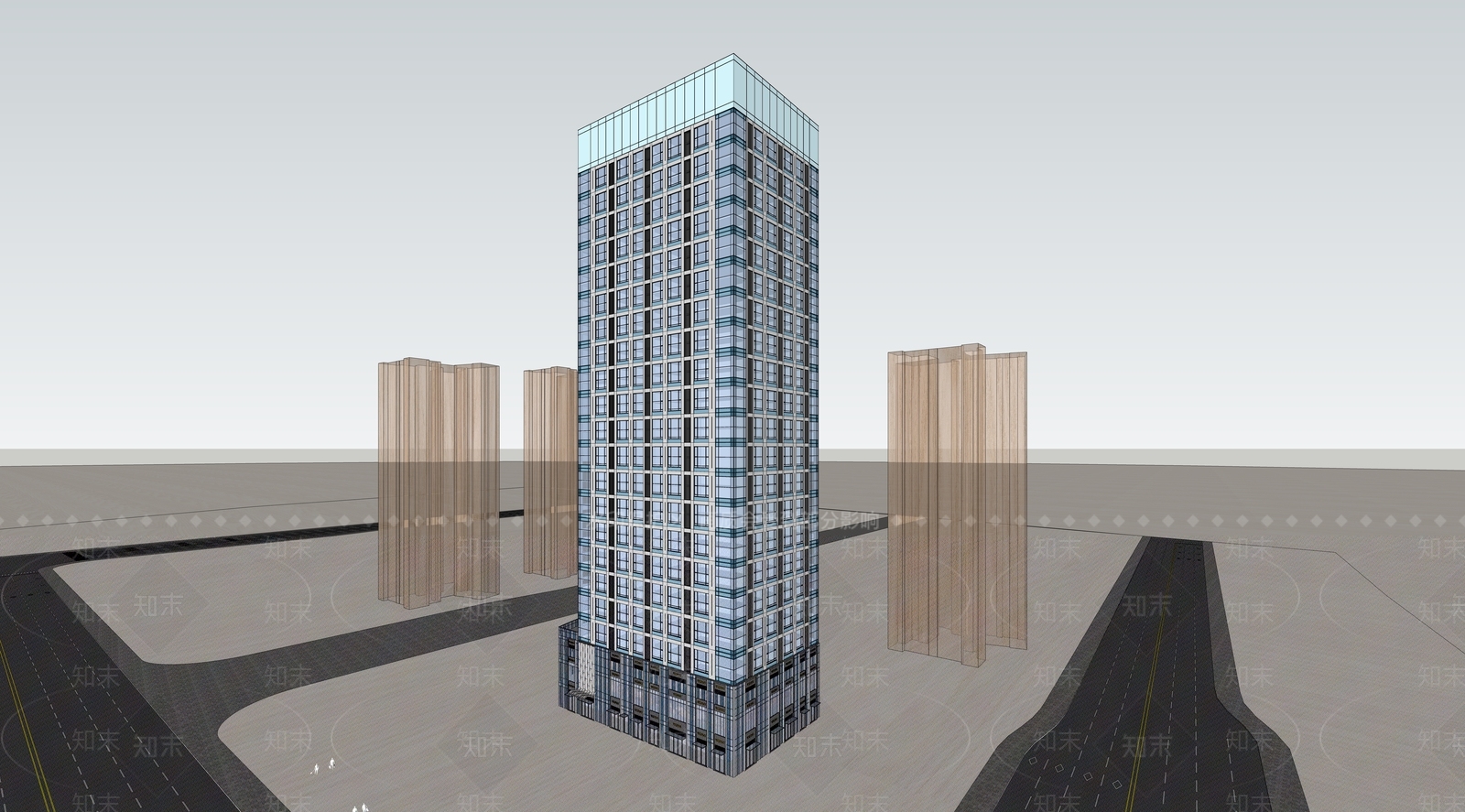 现代酒店建筑SU模型下载【ID:1189543175】