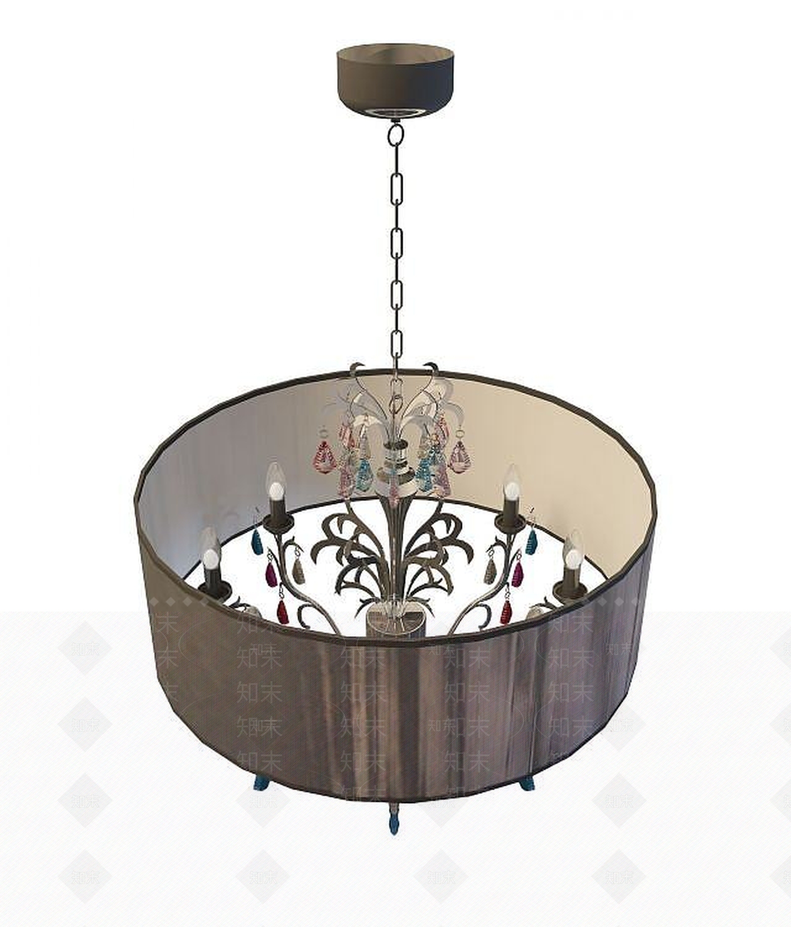 现代圆形灯罩吊灯3D模型下载【ID:1189544312】