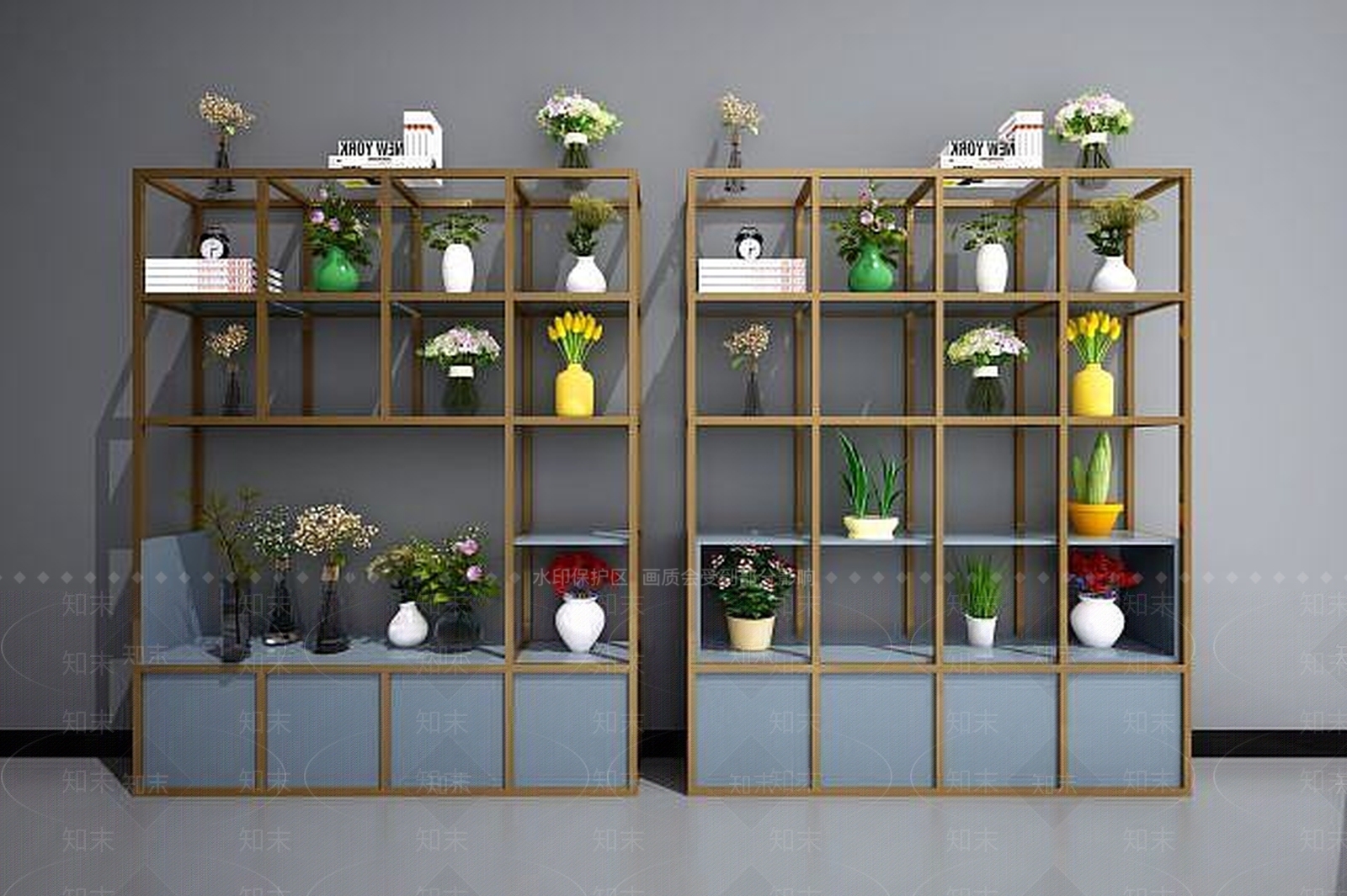 现代花架书架展架装饰架3D模型下载【ID:1189545185】