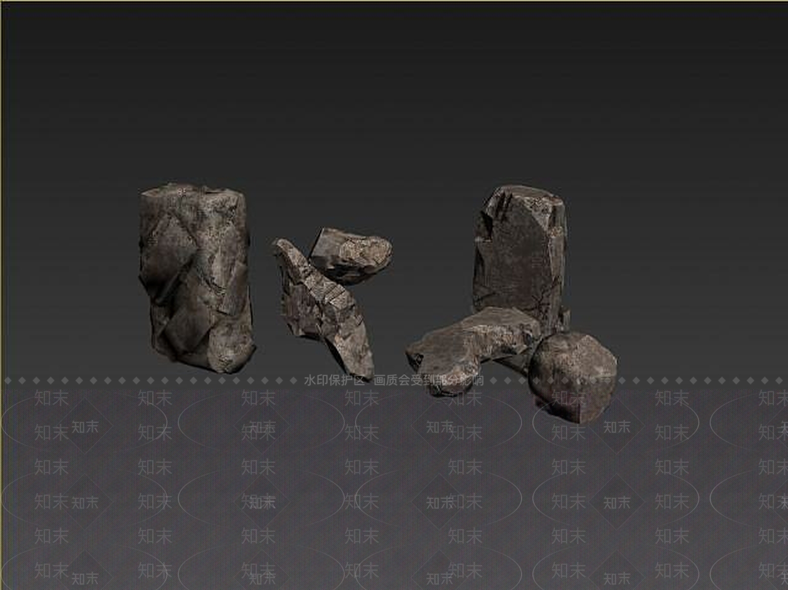 现代写实岩石3D模型下载【ID:1189546034】
