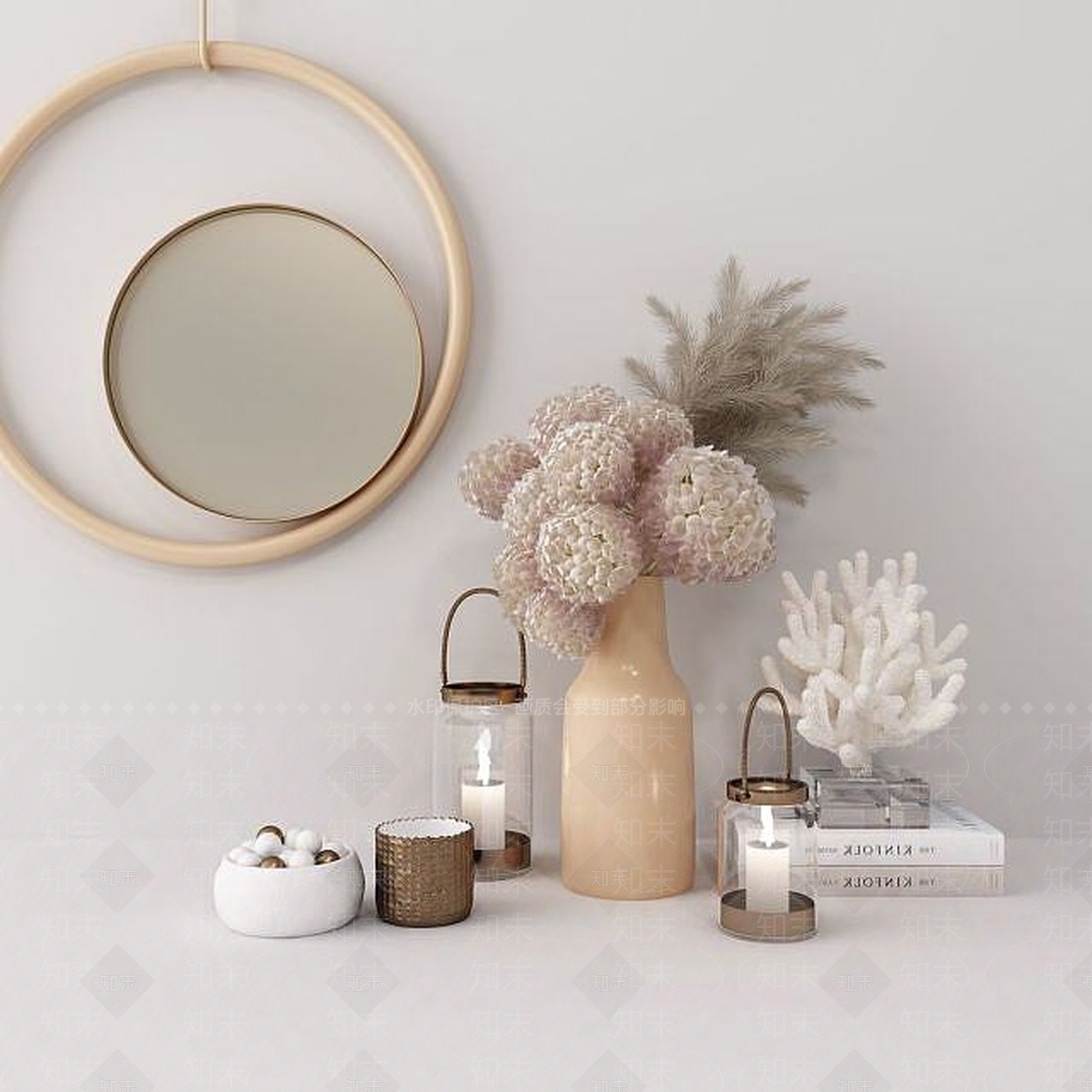 现代花瓶花卉摆件组合3D模型下载【ID:1189547348】