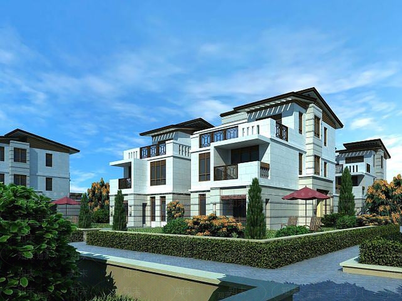 现代别墅建筑外观3D模型下载【ID:1189547903】