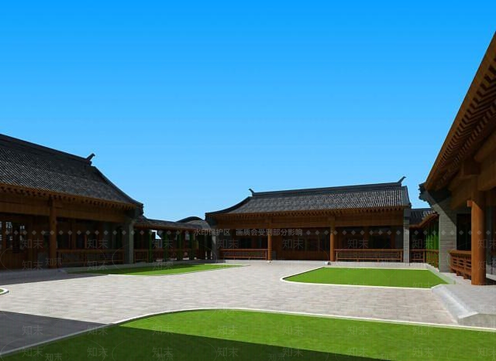 现代四合院3D模型下载【ID:1189548495】