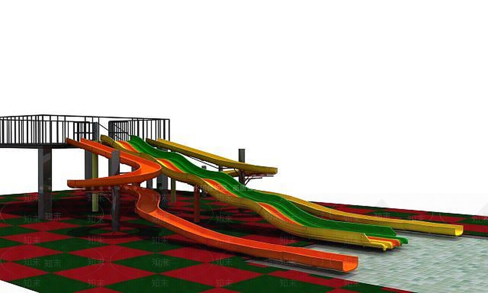 现代滑梯游乐设施3D模型下载【ID:1189548478】