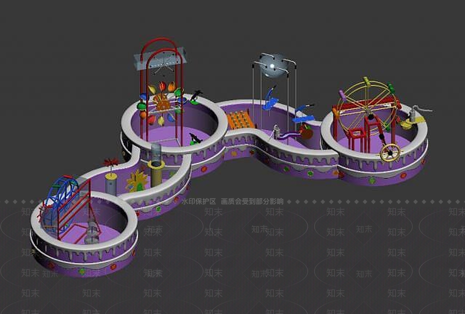 现代淘气堡水动力儿童电动设施3D模型下载【ID:1189554457】