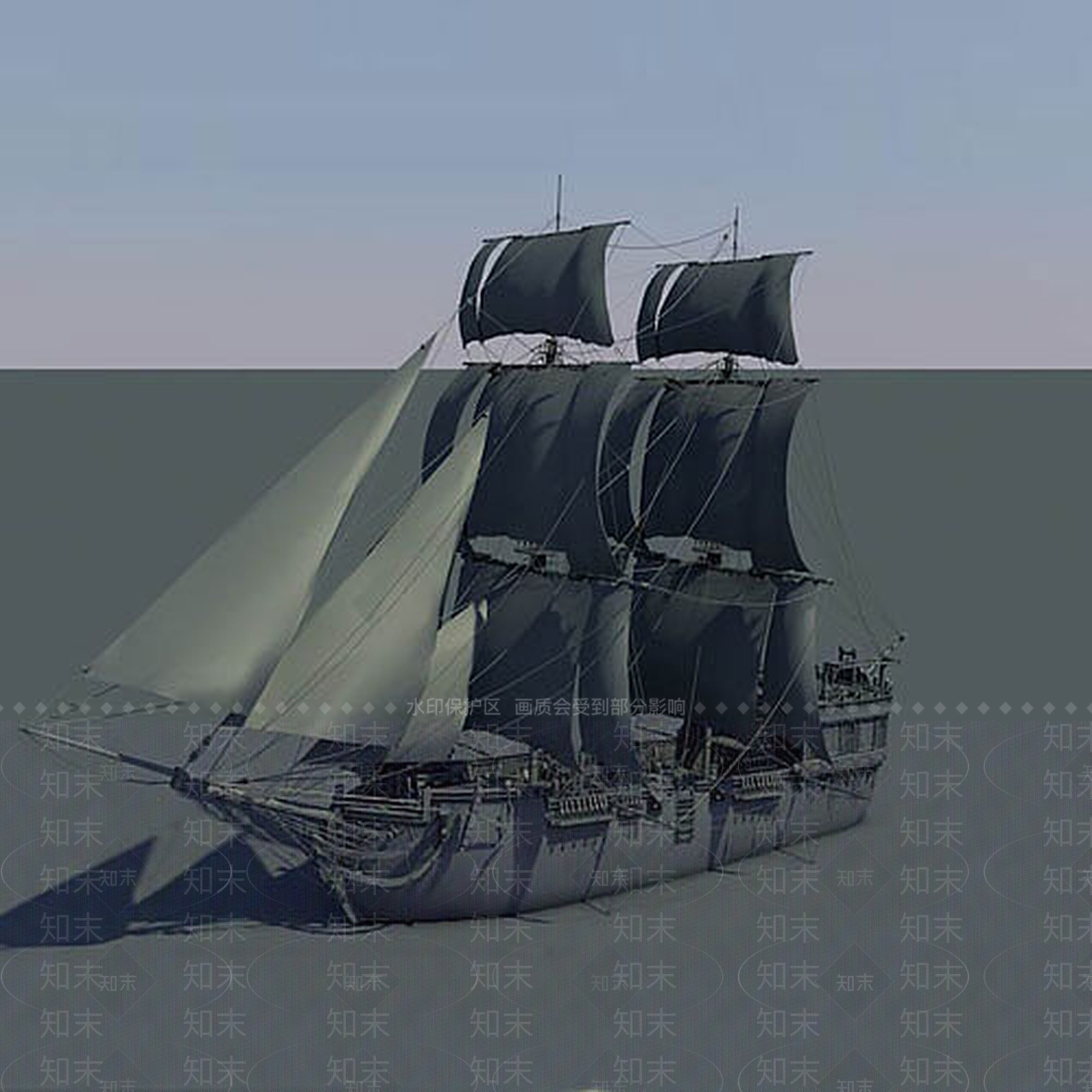 现代帆船3D模型下载【ID:1189554671】