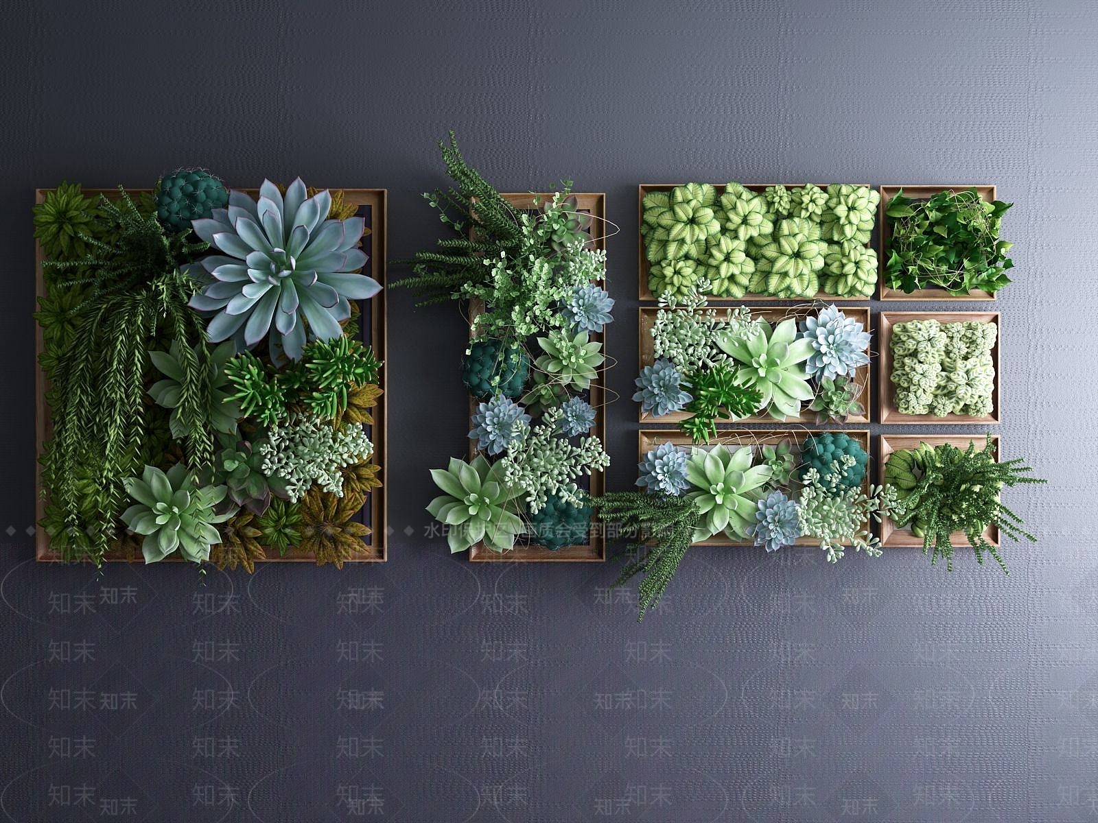 现代植物墙绿植墙景观墙3D模型下载【ID:1189554803】