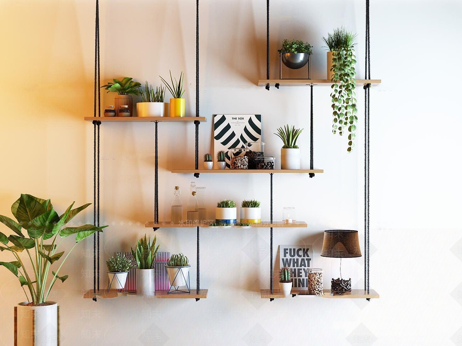 现代吊兰绿植盆栽装饰架3D模型下载【ID:1189556408】