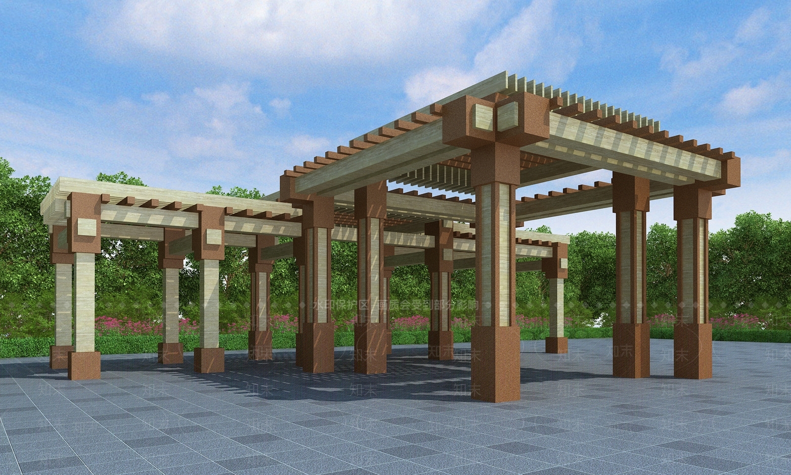 法式欧式廊架3D模型下载【ID:1189563036】