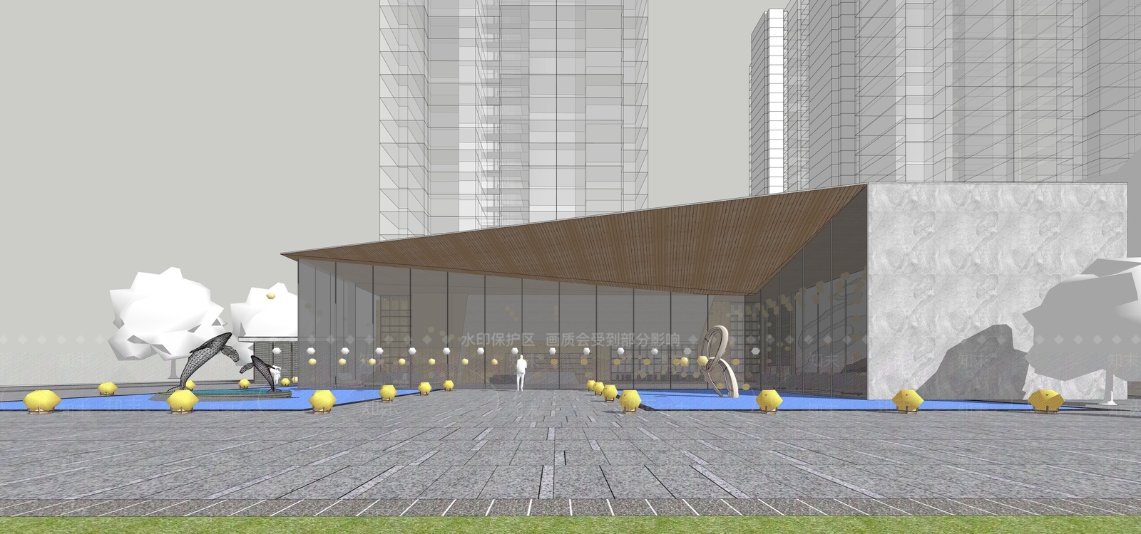 现代售楼处建筑SU模型下载【ID:1189563241】