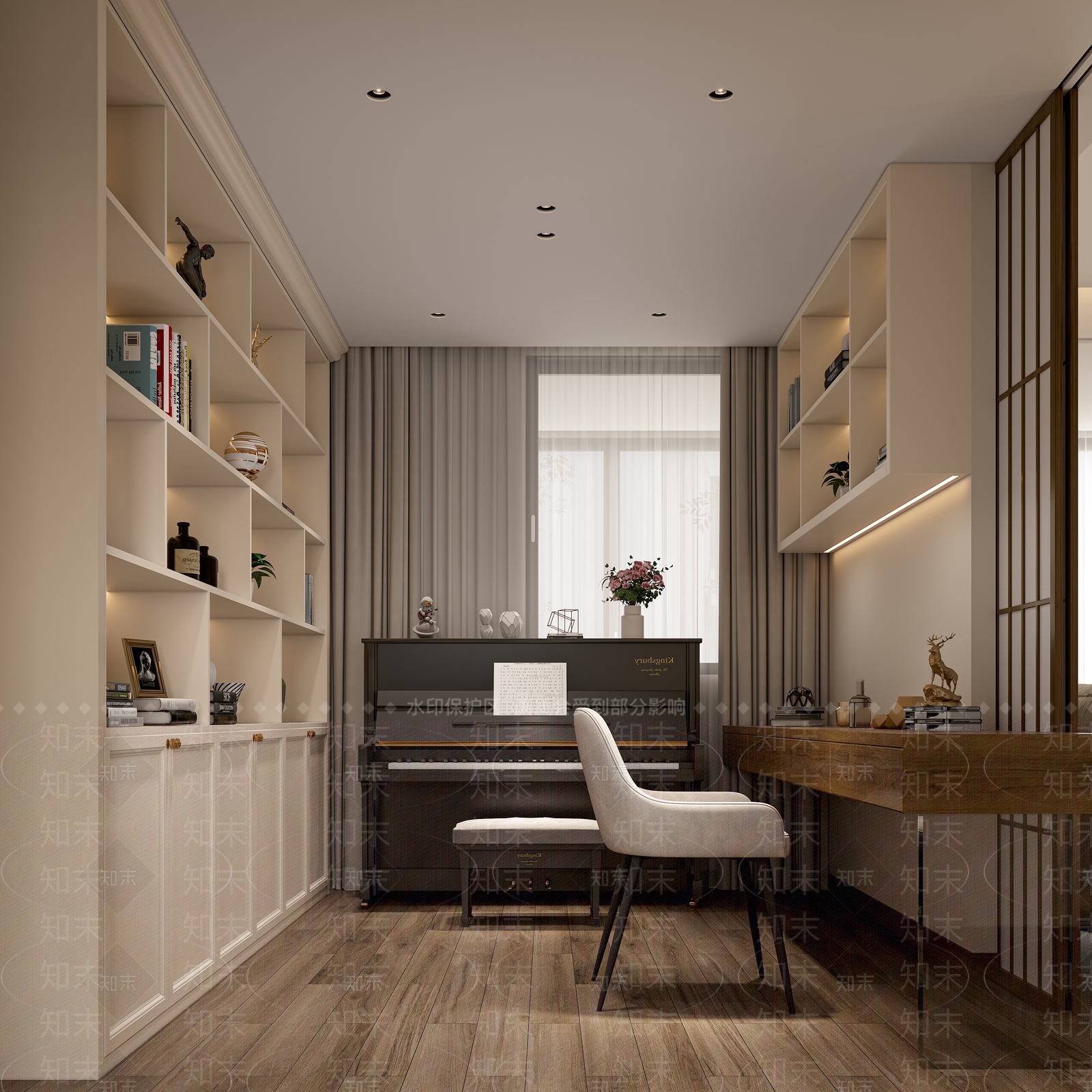 法式简欧书房3D模型下载【ID:1189565148】