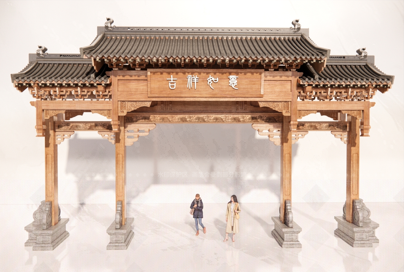 现代新中式牌坊牌楼SU模型下载【ID:1189566657】