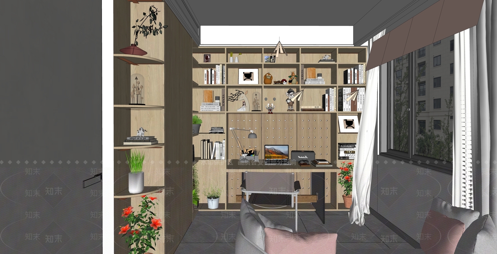 现代书房SU模型下载【ID:1189566803】