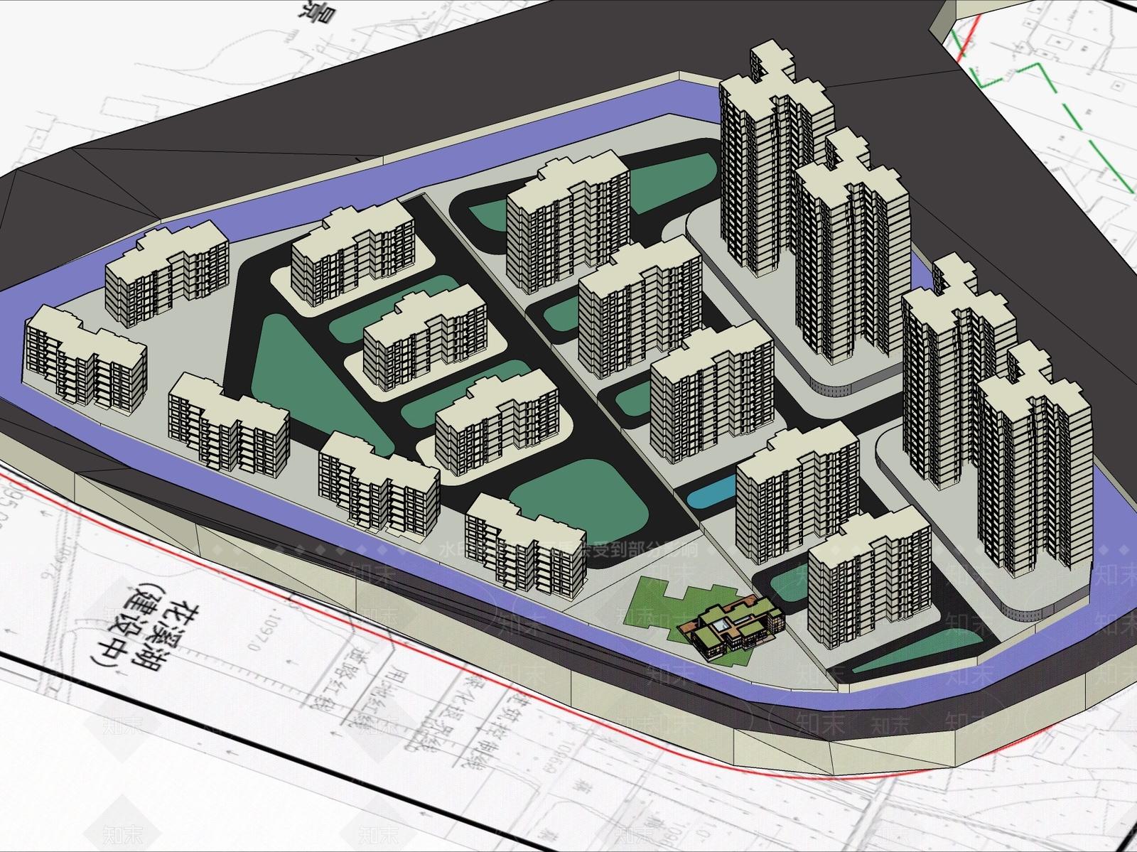 现代高层住宅SU模型下载【ID:1189567316】