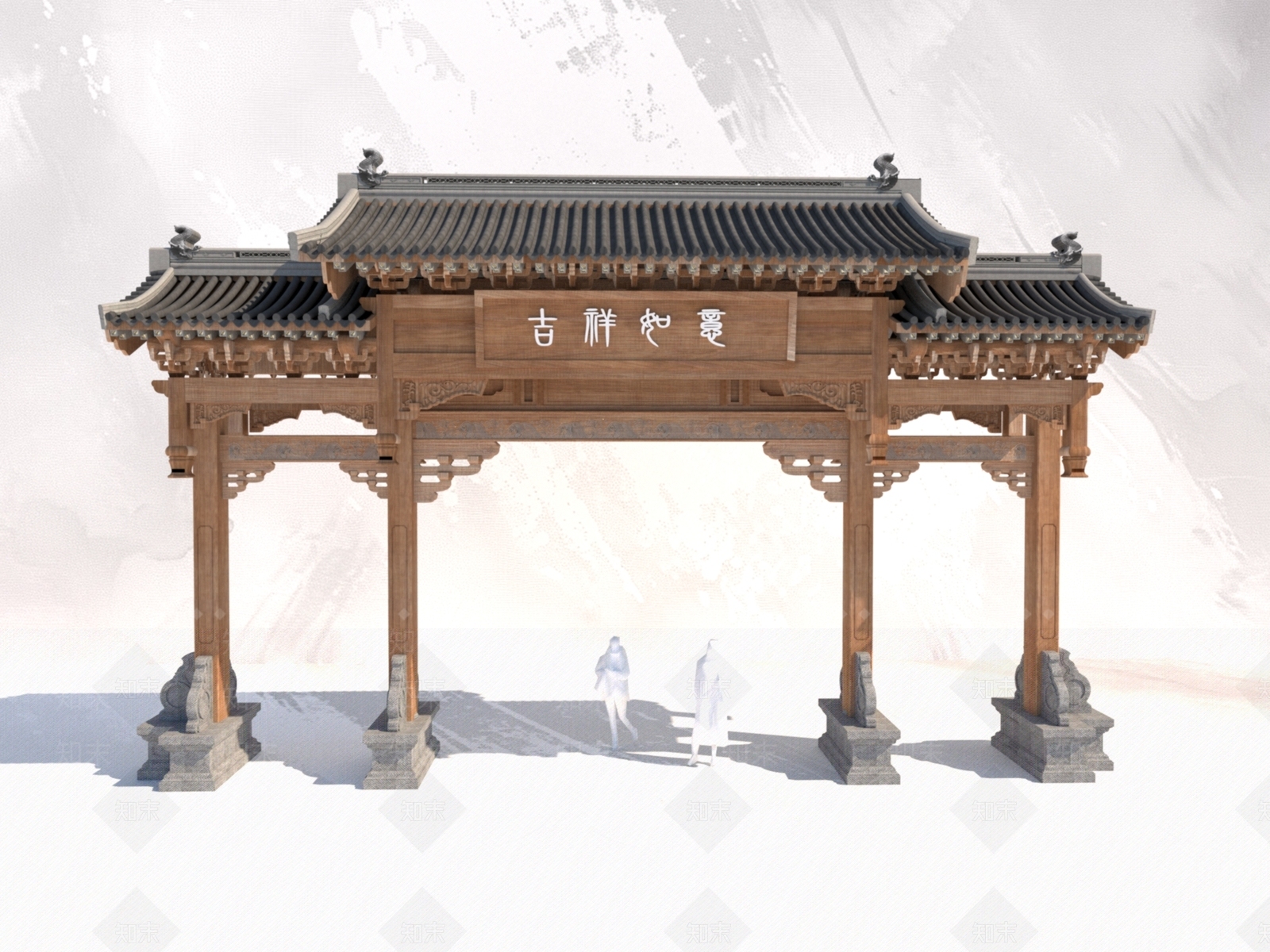 新中式中式牌楼牌坊3D模型下载【ID:1189568497】