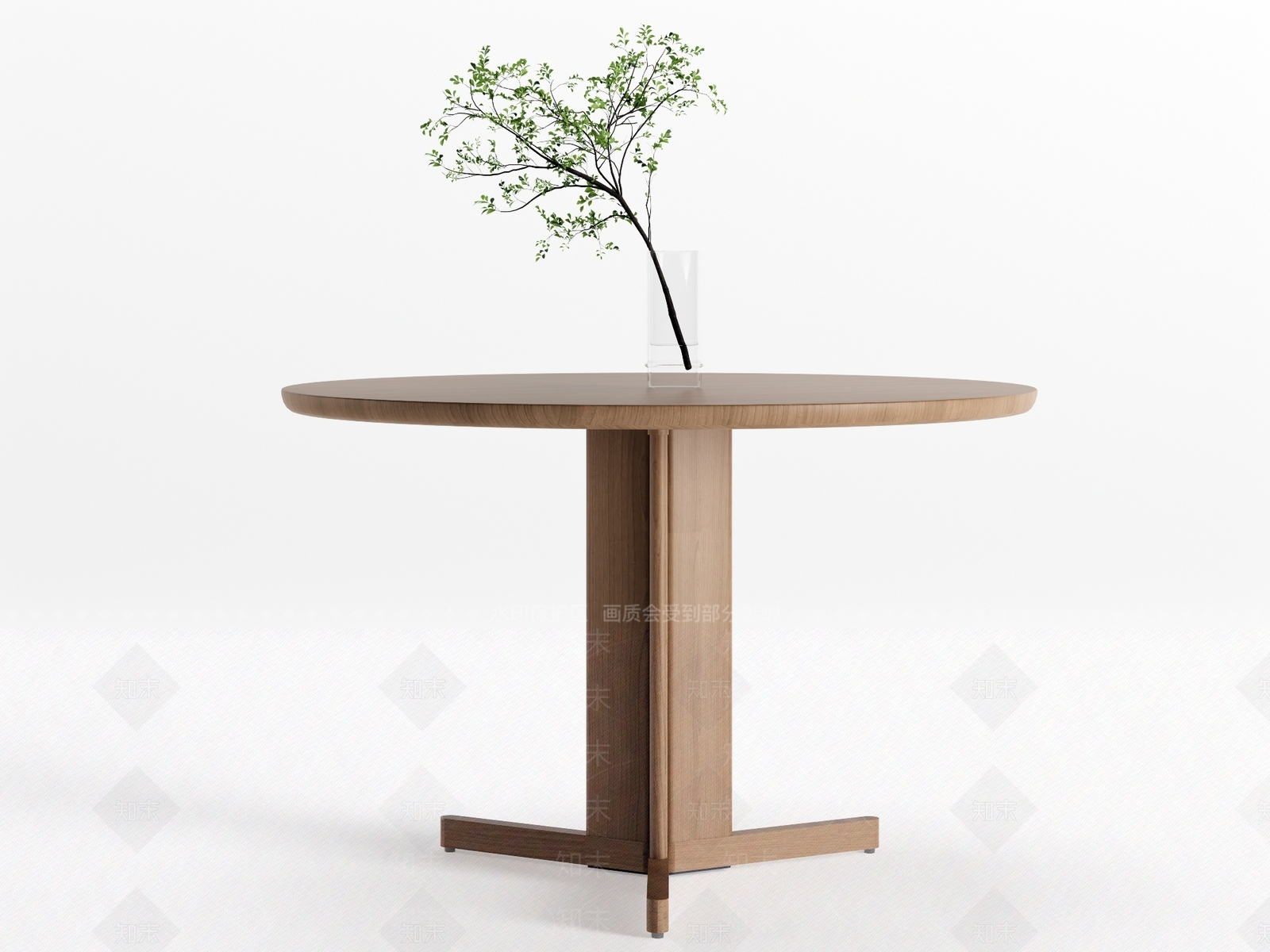 现代原木餐桌SU模型下载【ID:1189570086】