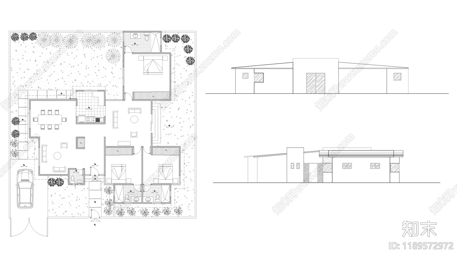 现代别墅建筑施工图下载【ID:1189572972】