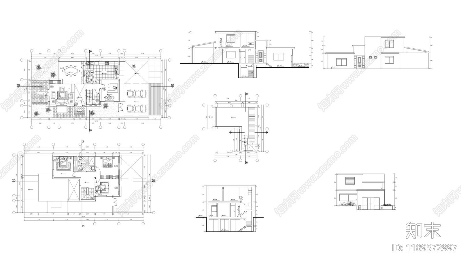 现代别墅建筑施工图下载【ID:1189572997】