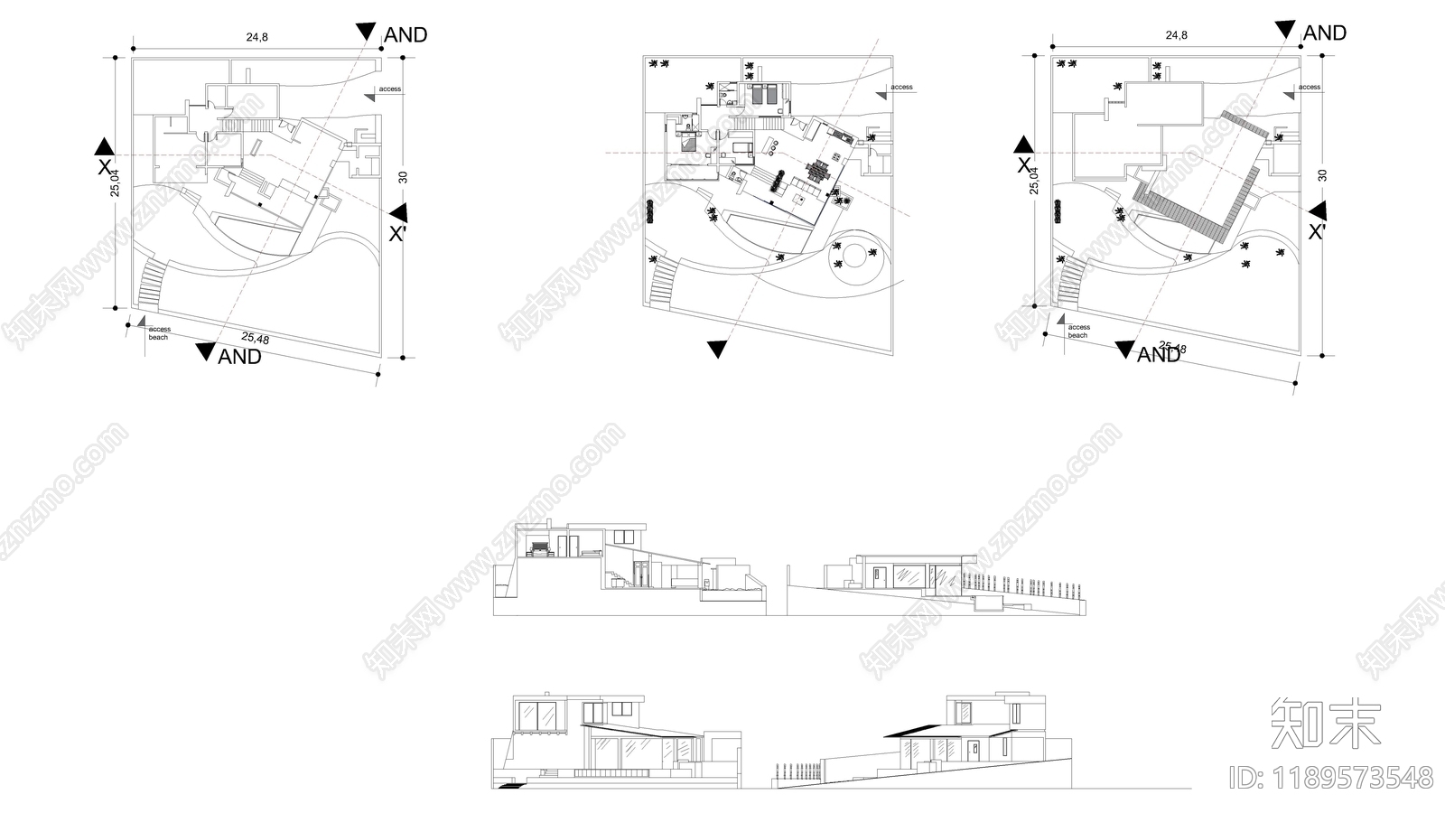 现代酒店建筑施工图下载【ID:1189573548】