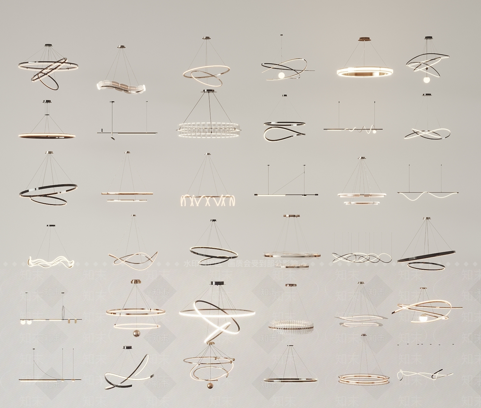 现代简约客厅吊灯3D模型下载【ID:1189573897】