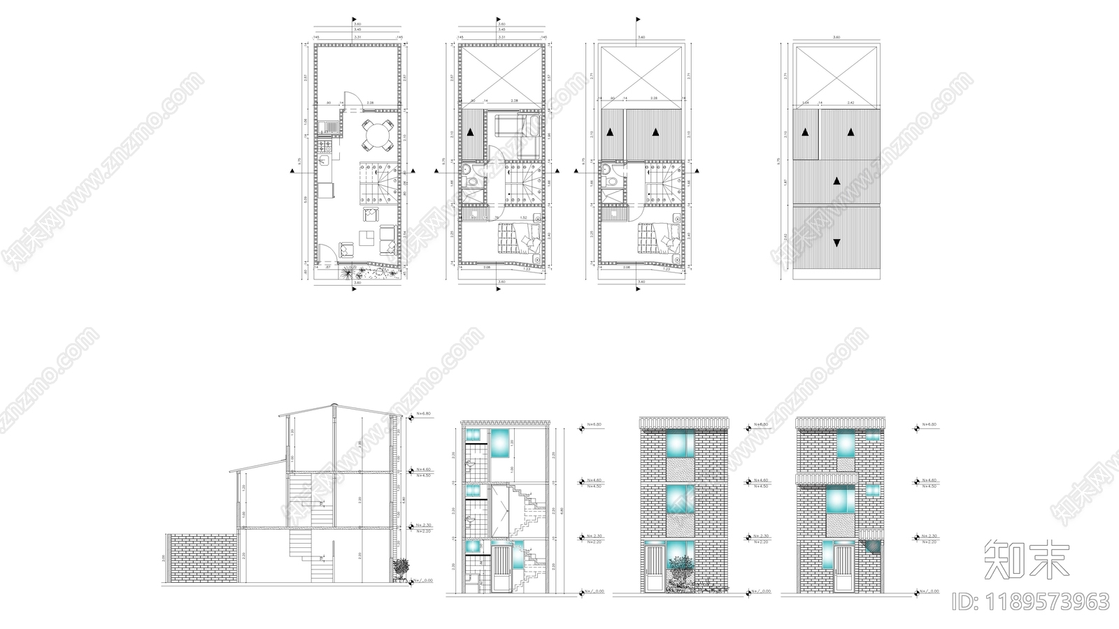 现代住宅楼建筑施工图下载【ID:1189573963】