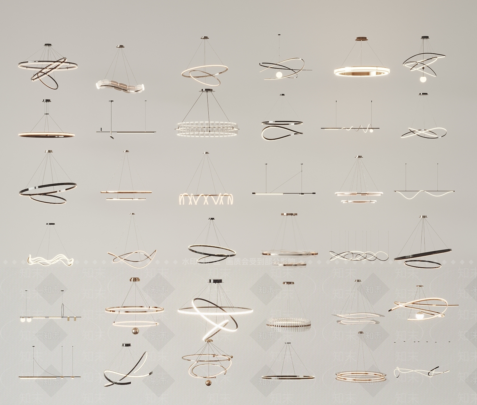 现代简约客厅吊灯SU模型下载【ID:1189574061】