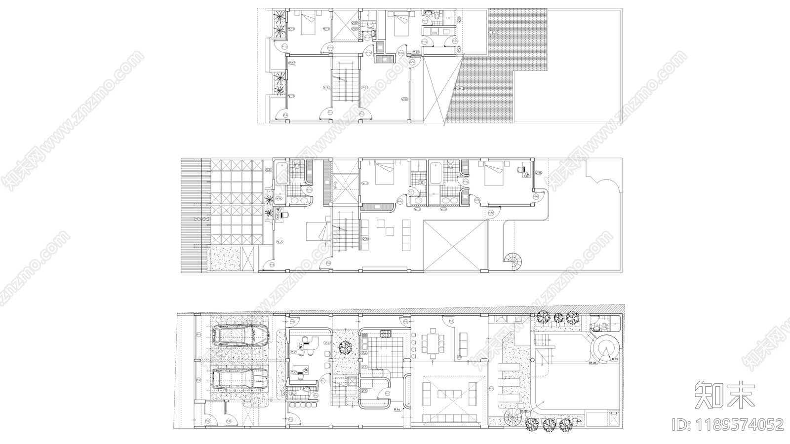 现代住宅楼建筑施工图下载【ID:1189574052】