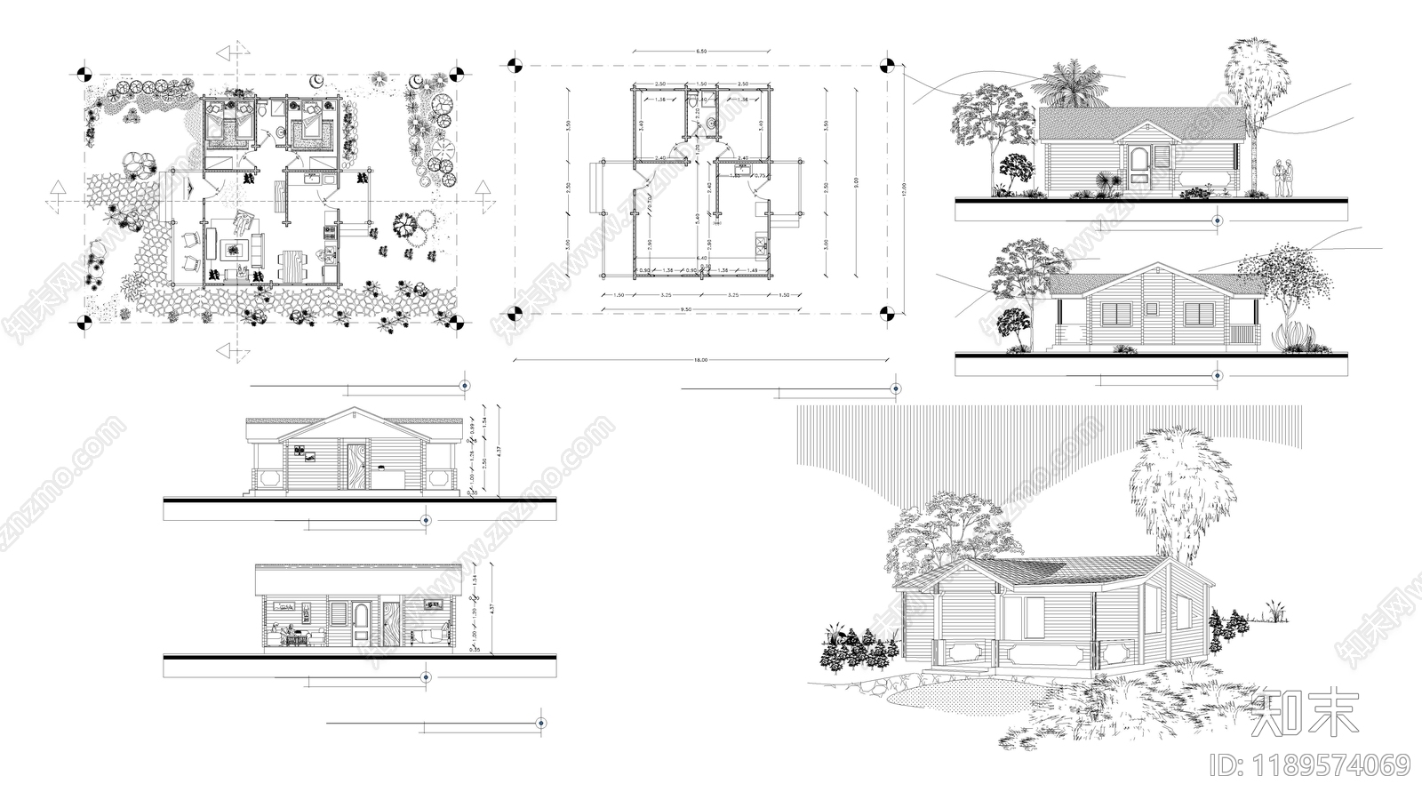 现代别墅建筑施工图下载【ID:1189574069】