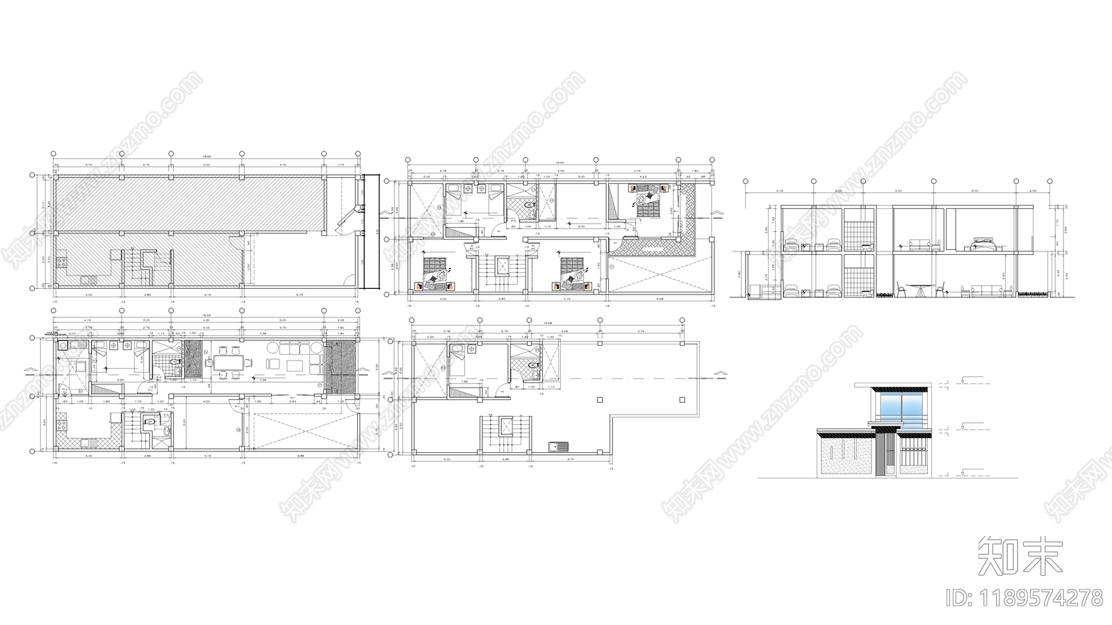 现代别墅建筑施工图下载【ID:1189574278】