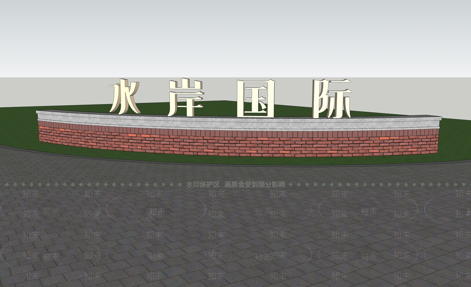 现代景墙SU模型下载【ID:1189576384】