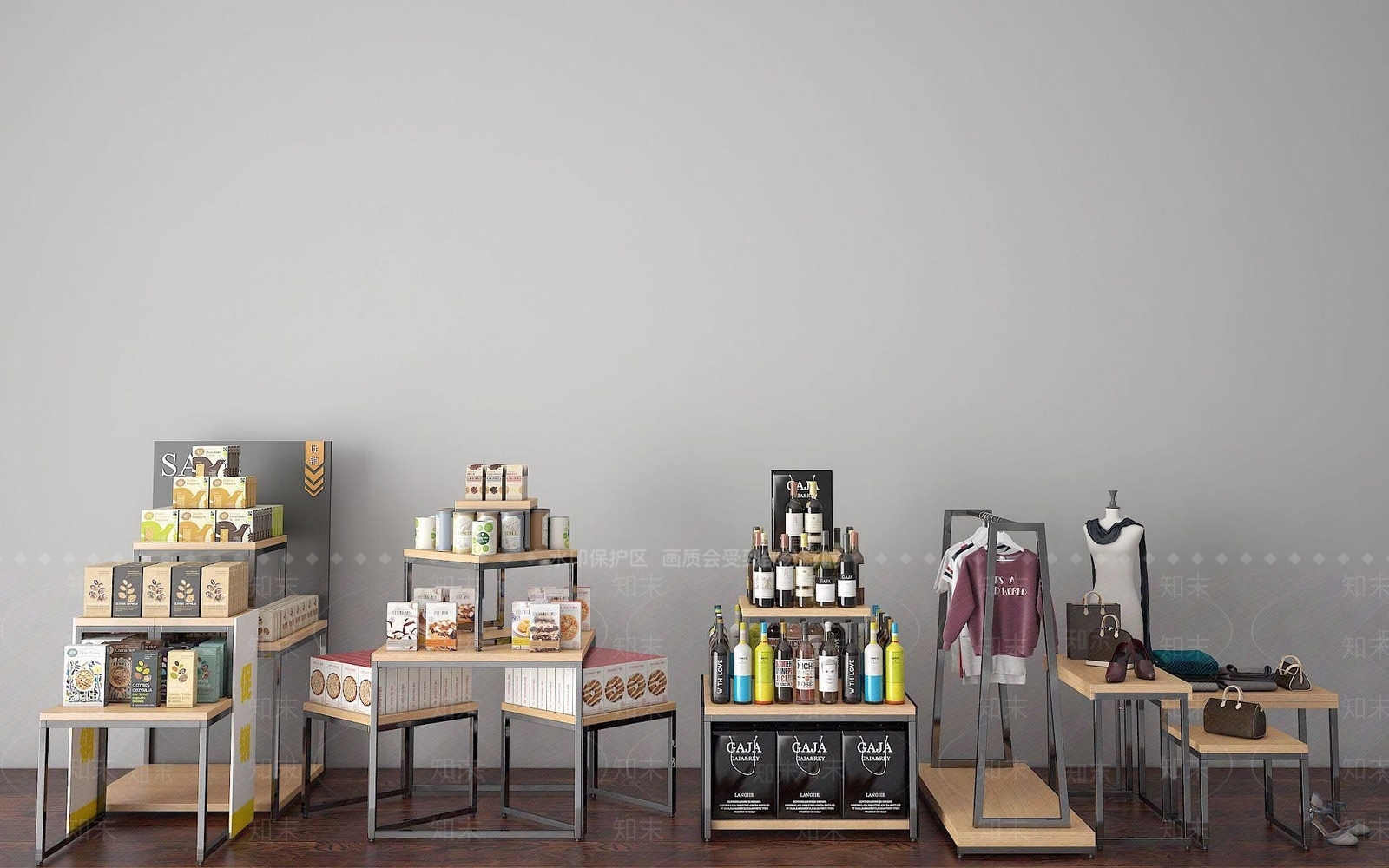 现代促销台货架展示架3D模型下载【ID:1189576818】