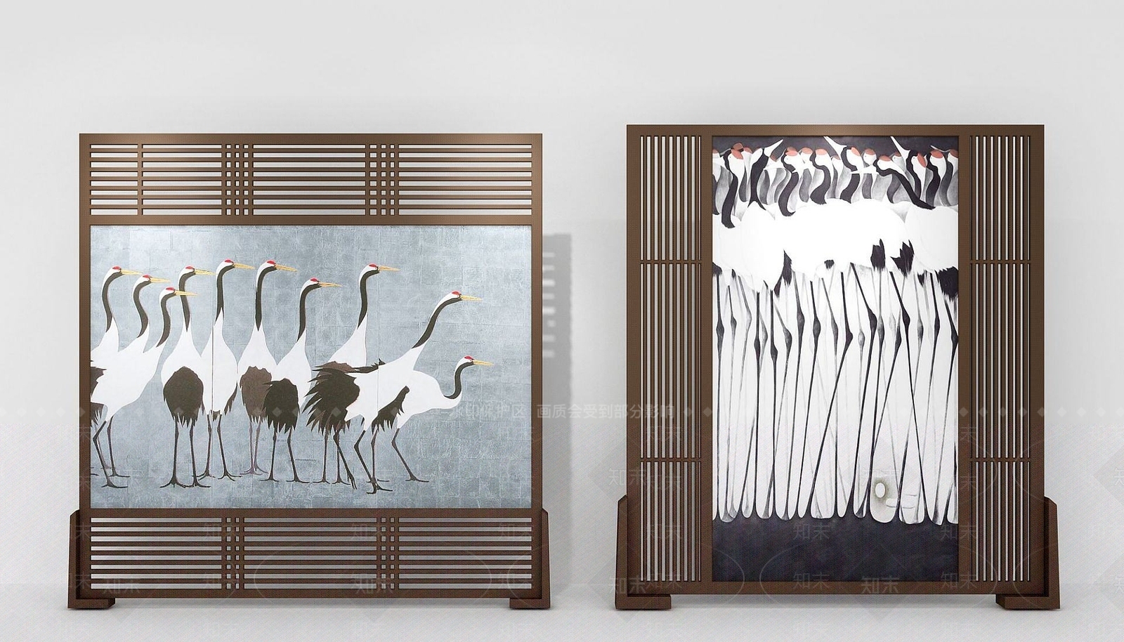 中式屏风隔断3D模型下载【ID:1189576978】