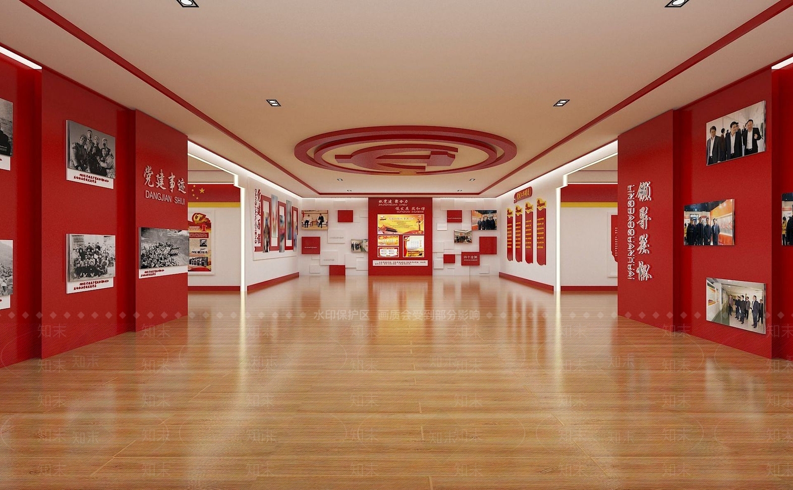 现代党建大厅展厅党建活动室3D模型下载【ID:1189577114】