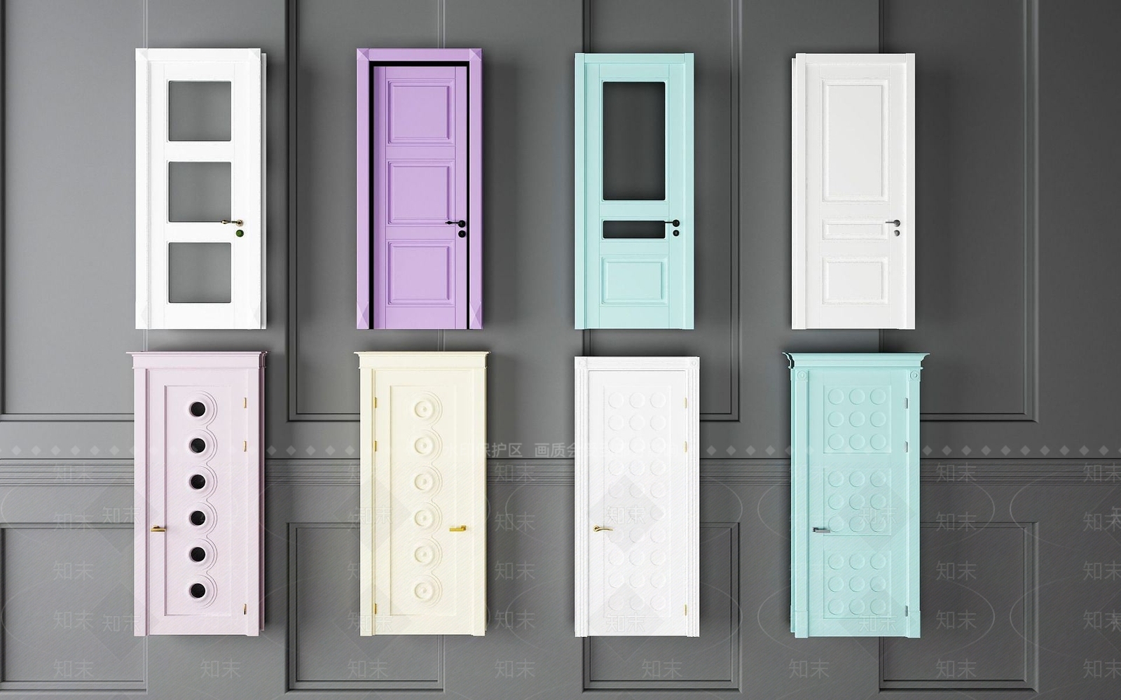 现代卧室门组合3D模型下载【ID:1189577519】